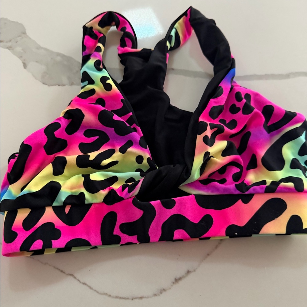 Colorful Leopard Print Bikini Top - Picture 2 of 3